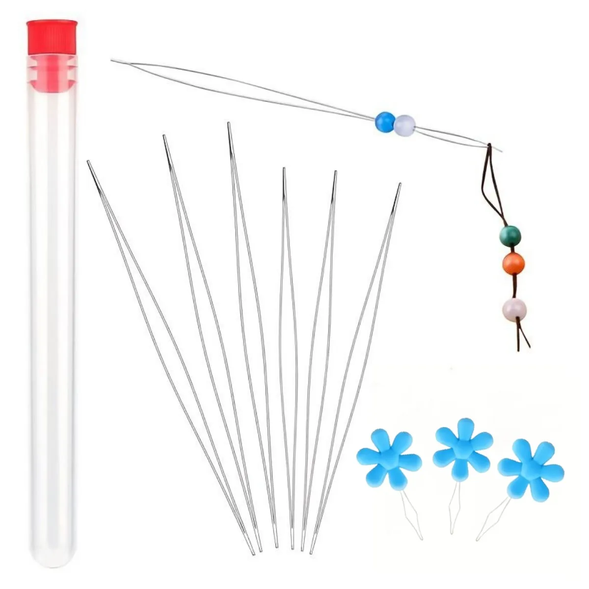 

Игла для бисера с большими глазами, набор складных игл для бисера разных размеров, открытая игла для бисера, длинная прямая игла для бисера, используется для браслета