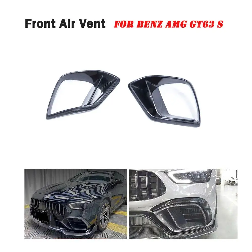 Dry Carbon Fiber Front Bumper Air Vent Outlet Cover Trim FogLamp Vent Trim For Mercedes Benz AMG GT63 GT63S 4 Door 2019-2023