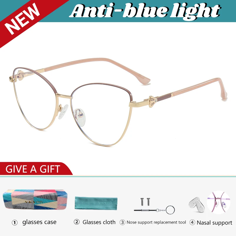 VICKY New Fashion Simple Cat's Eye Personalized Frame Design Women's Anti-Blue Light Reading Glasses Customizable Prescription