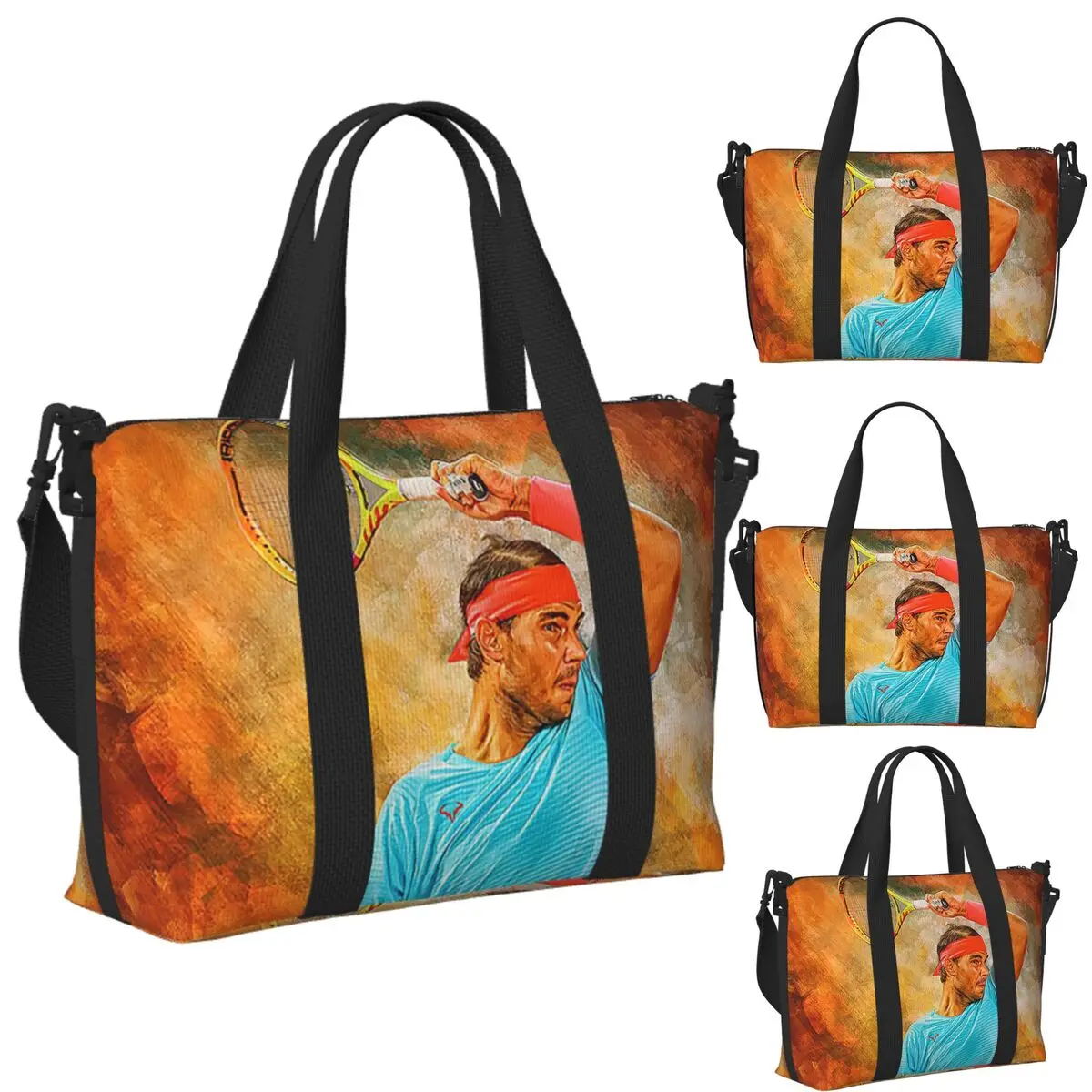 

Custom Wallpaper Rafael Nadal Beach Travel Bag Large Capacity Tote Bags for Gym Yoga Women Shopping Duffle Shoulder Bag