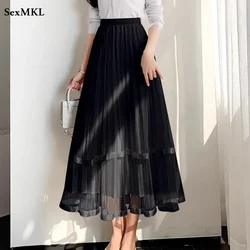 Both Sides Wear A Line Skirts Women Korean Fashion Clothing Casual Faldas Ajustadas High Waist Harajuku Pleated Flared Skirt y2k