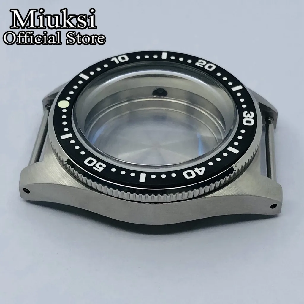 Miuksi 62MAS diving 40mm silver sterile watch case ceramic bezel domed sapphire glass fit NH35 NH36 movement