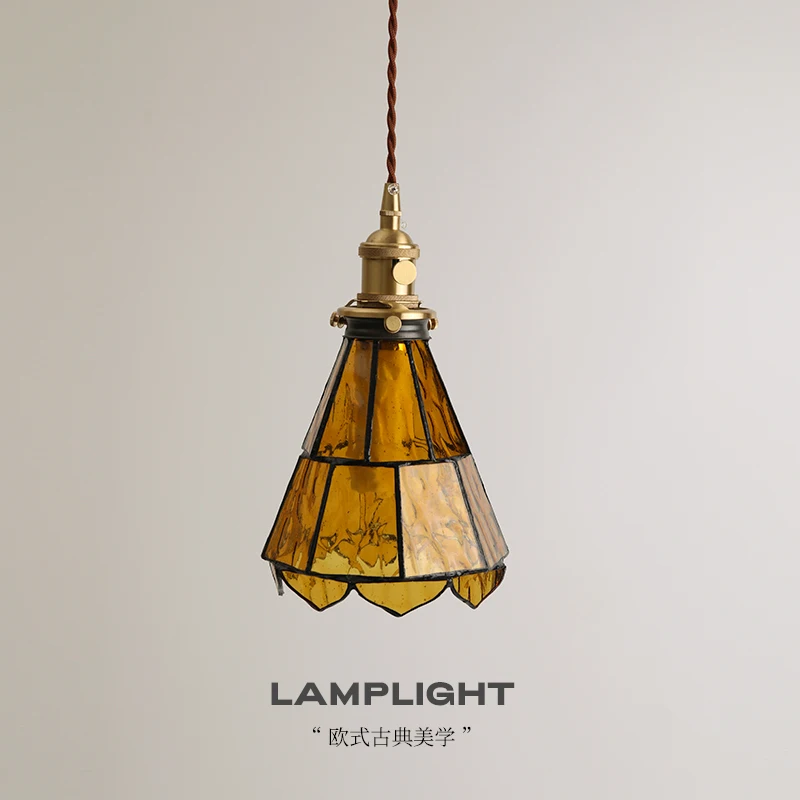 Wave water pattern French countryside Instagram style creative bedroom headboard Japanese retro atmosphere pendant light