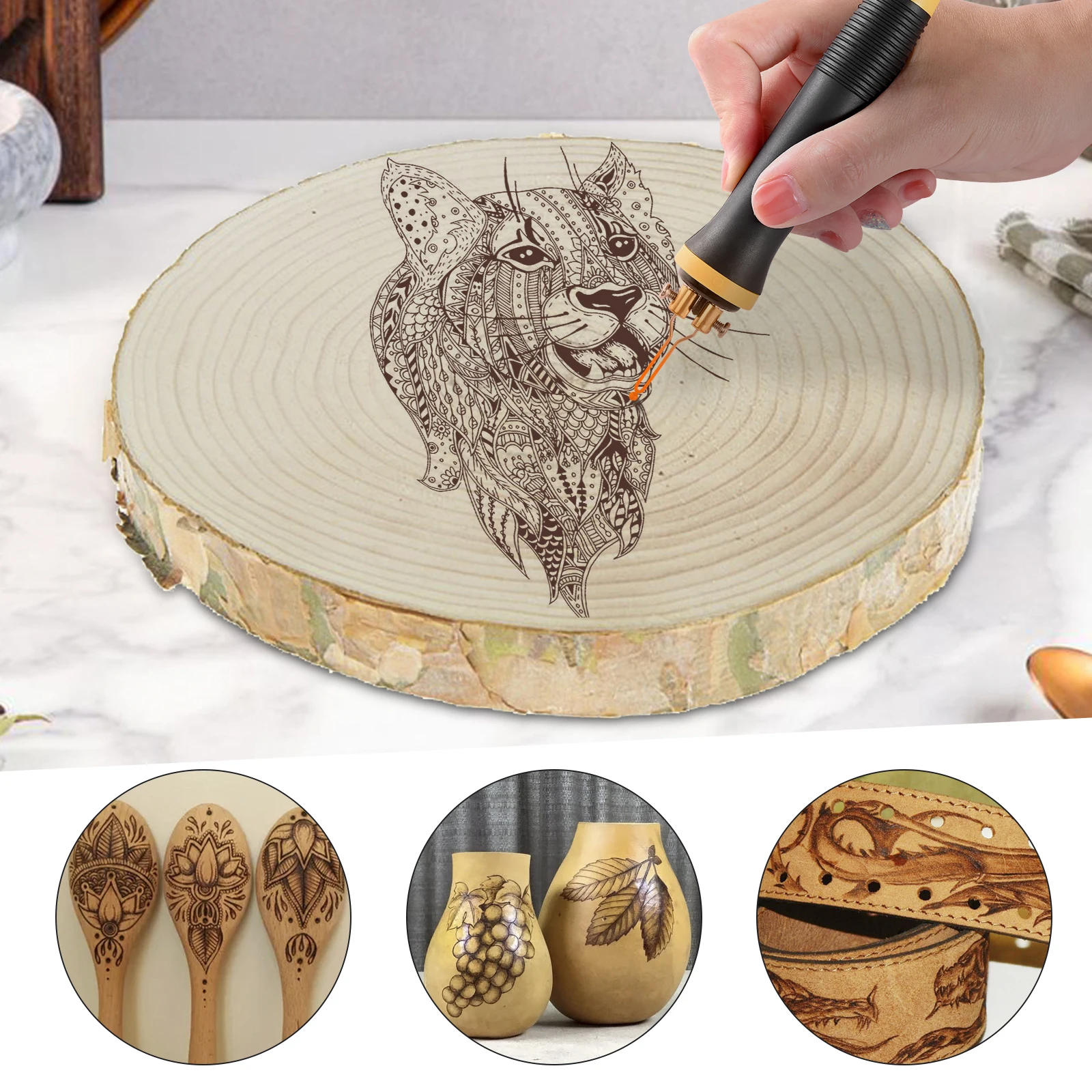 Pyrography Machine with Temperature Adjustment Pyrography Tool, Gourd Board, Heat Transfer Machine, Wood Burning Kit