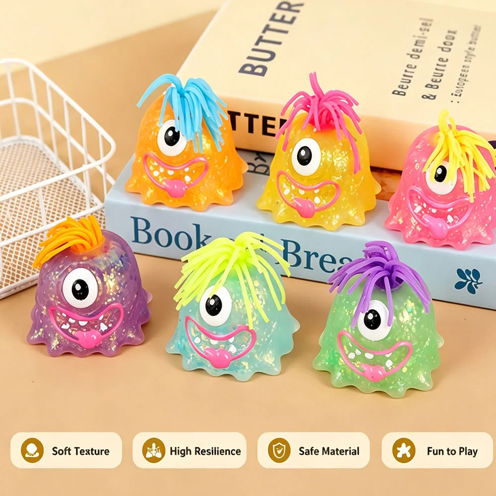 Maltose Filled Little Monster Squishy Soft Silicone Squeeze Anxiety Relief Office Desk Companion Vent Gadget Room Accessory
