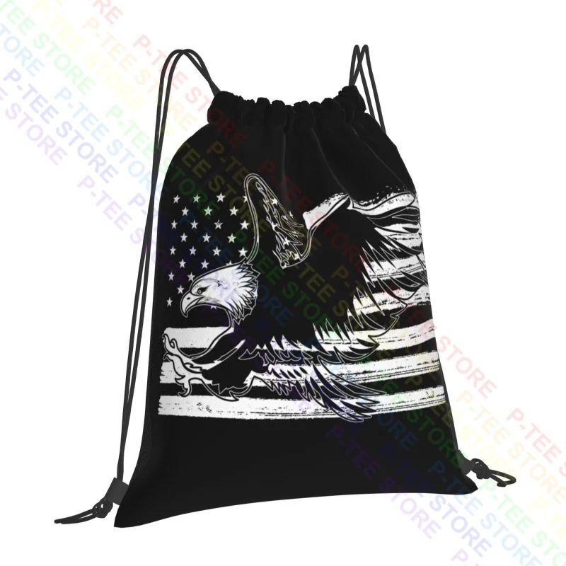 Mens Eagle Over Grunge Flag Drawstring Bags Gym Bag Print Swimming Personalised Multi-function