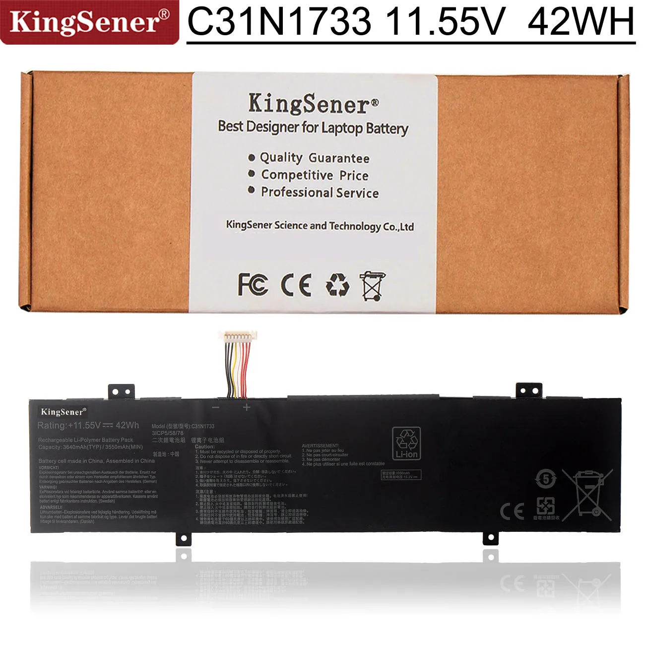 

KingSener C31N1733 Laptop Battery for ASUS TP412UA TP412UA-EC207T For VivoBook Flip 14 TP412UA-DB31T 11.55V 42WH 0B200-02970000