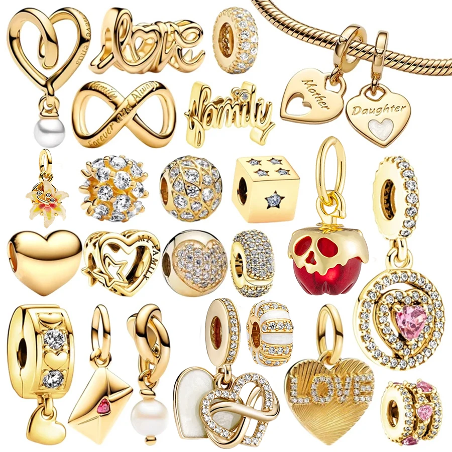Hot Sale Gold Plated Heart & Love Charms Fit Original Bracel