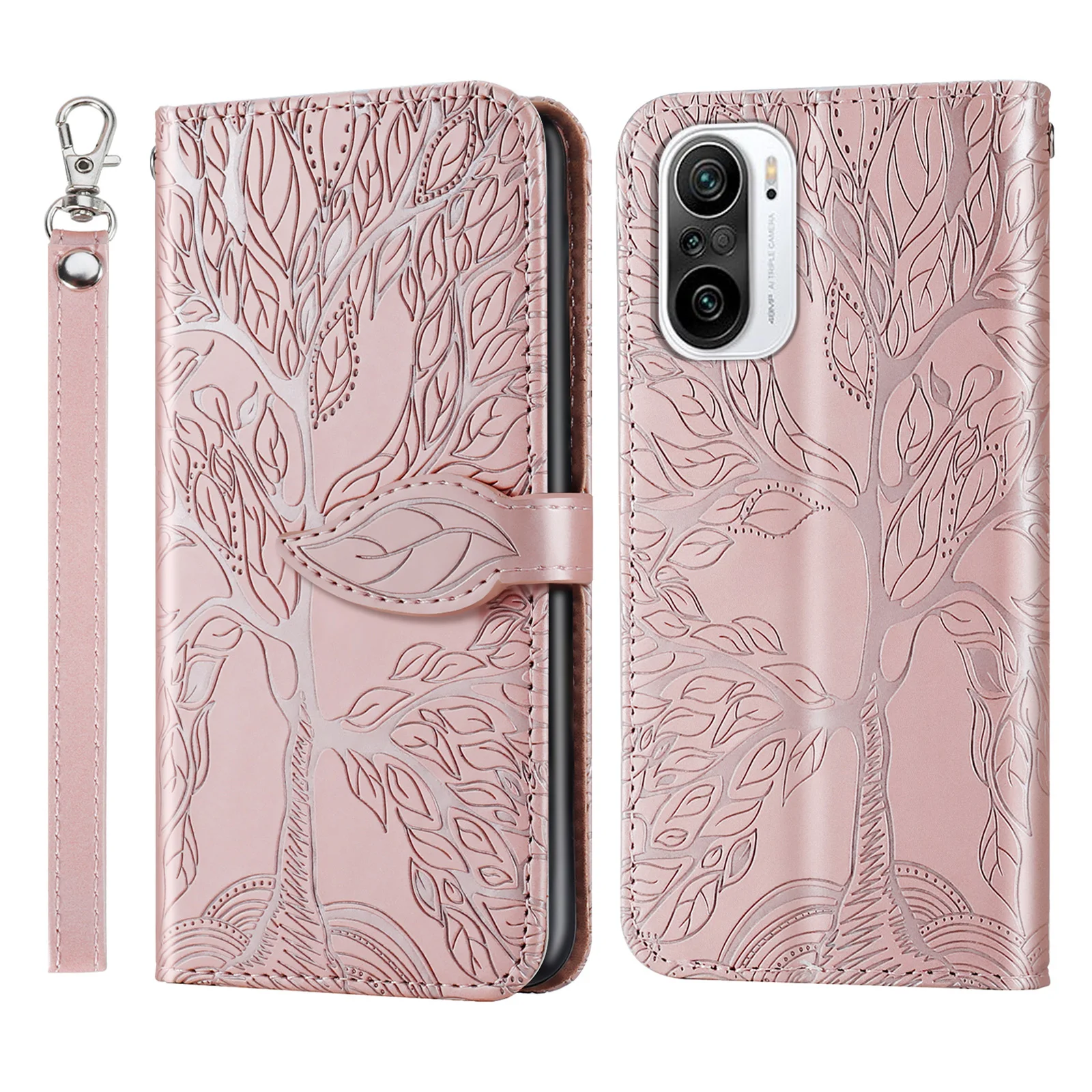 

For Redmi K40 / K40 Pro case, Tree of Life leather case with card slot, clamshell leather case