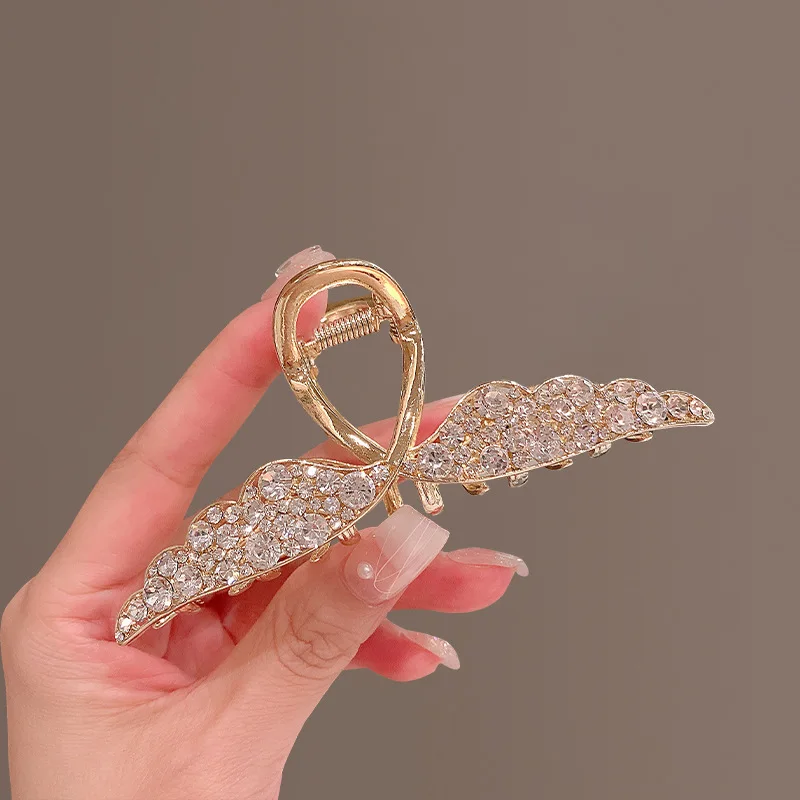 Vanika Luxus voller Strass Flügel Haar Klaue elegante Metall Haarnadeln Pferdes chwanz Klaue Clip für Frauen Mädchen Haarschmuck Geschenke