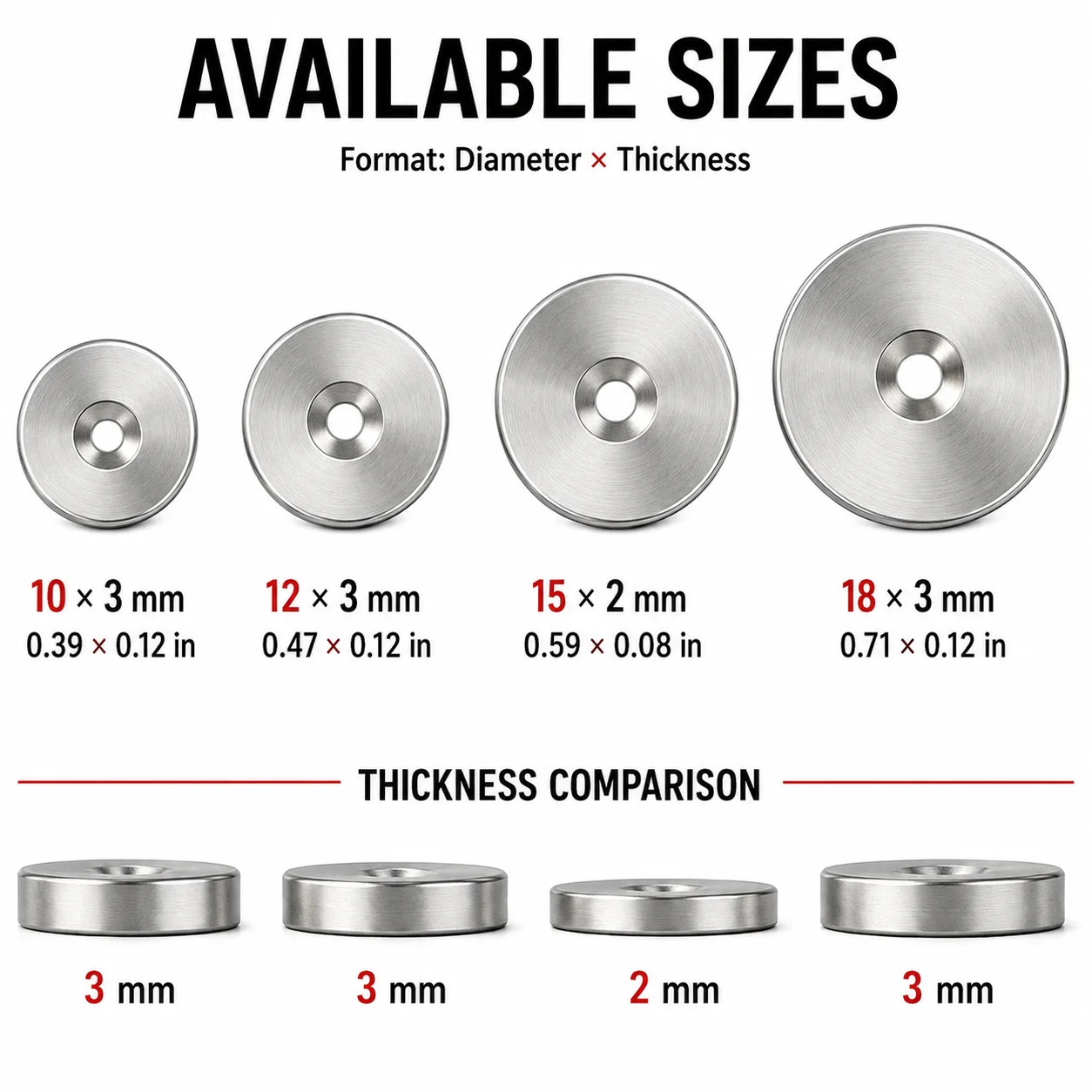Countersunk Hole Magnets with Screws, Round Disc Magnets for Mounting, Cabinets, Doors, Furniture, Garage, Workshop, Home Use