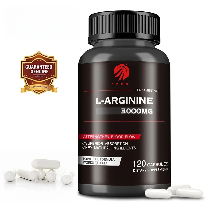 

L-Arginine Capsules - Boosts Muscle Mass, Energy, Endurance, Improve Blood Circulation