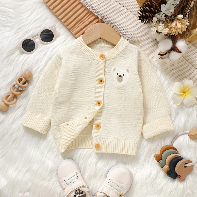 Winter Baby Mädchen Pullover Tops Herbst Neugeborenen Jungen Baumwolle Gestrickte Jacken Strickjacken Kleinkind Lange Ärmel Button Up Mäntel
