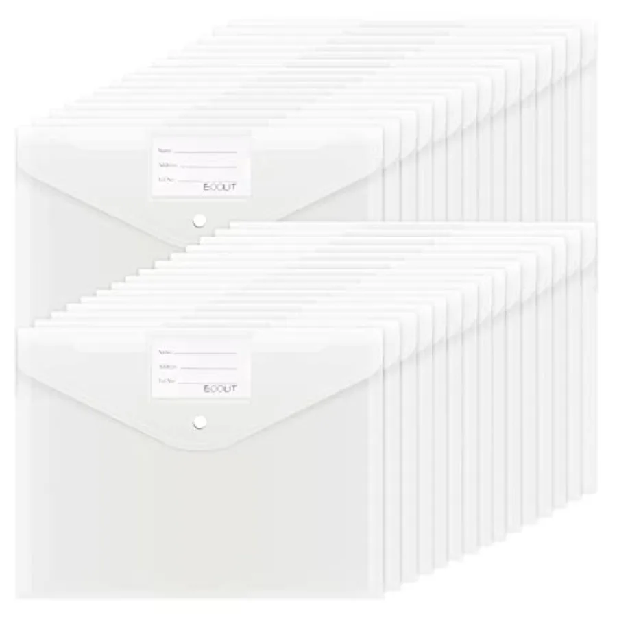 

pcs Plastic Envelopes, Clear Envelopes with Snap Closure, Document Folders Letter Size A4 Size File Envelopes with Label Pocket