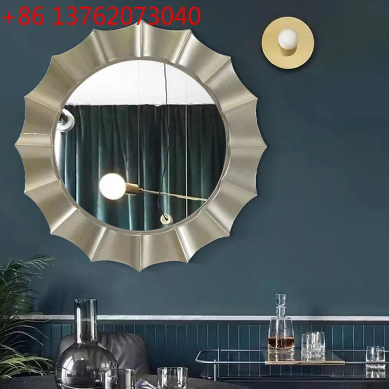 Nordic creative entrance wall-mounted mirror dining side living room background wall golden sunglasses