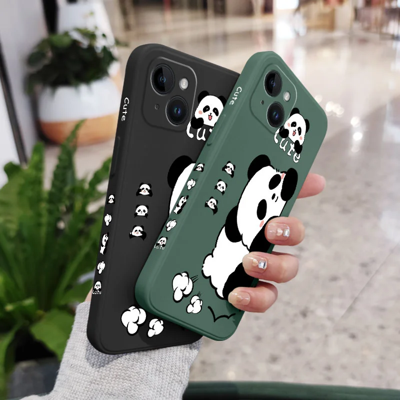 Sleeping Panda Phone Case For iPhone 16 15 14 13 12 11 X XR XS Plus Pro Max Mini Silicone Cover