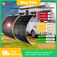 DOKIO 18V 200W Flexible Solar Panels 2PCS 100W Waterproof Monocrystalline Solar Panel Camping RV Home Charge 12V DFSP-100M