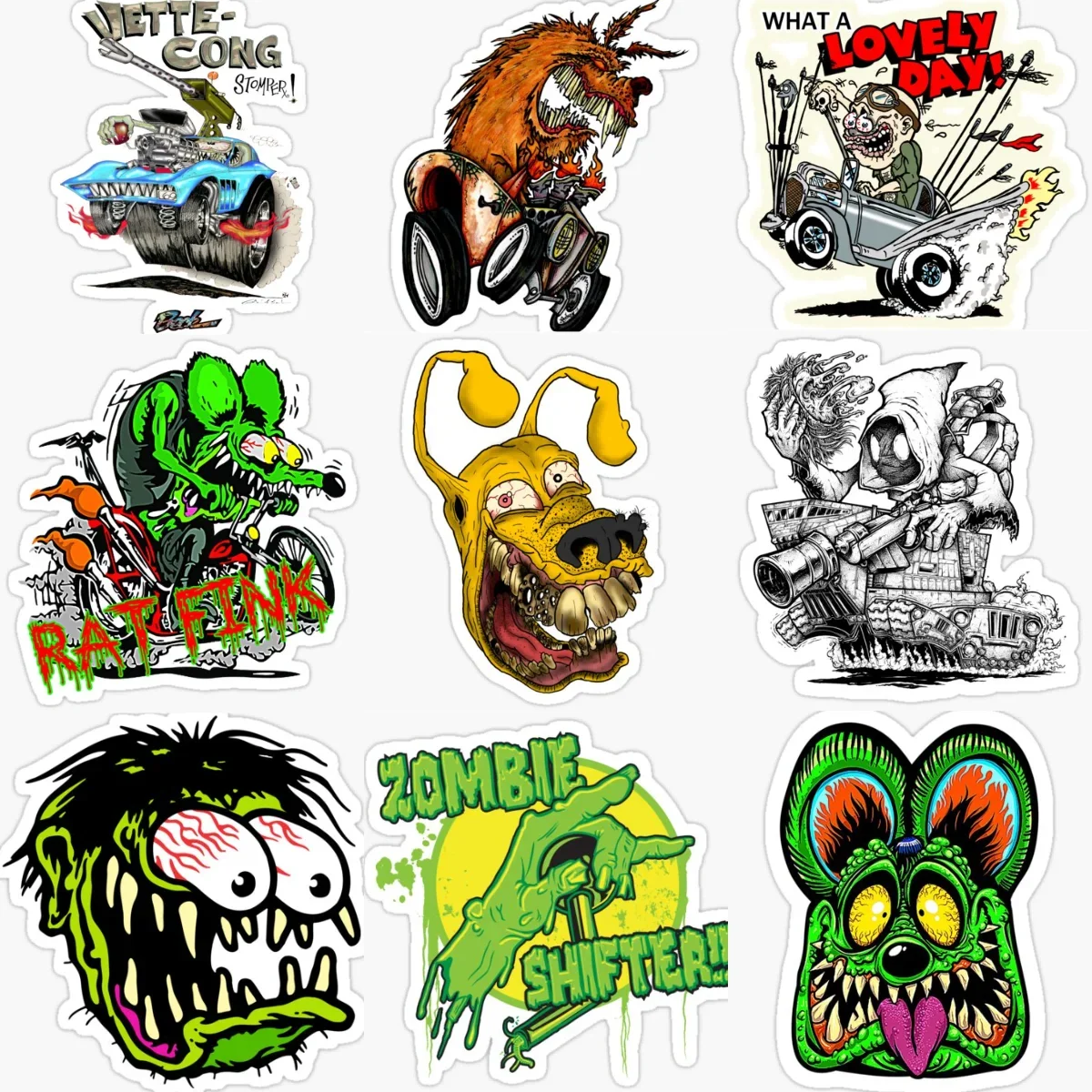 

Crazy Rat Fink Creative PVC Sticker for Decorate Car Bicycle Window Wall Fridge Helmet Bumper Table Decal Accessorie