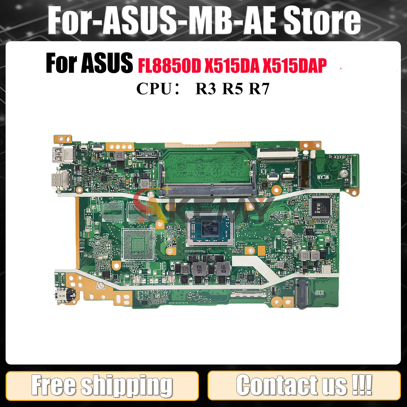 

X415DA Laptop Motherboard For ASUS VivoBook X515DA FL8850D X515DAP X415D Notebook Mainboard With R3 R5 R7 CPU 100% tests OK stk