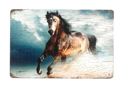 running horse tin metal sign home garden wall accents