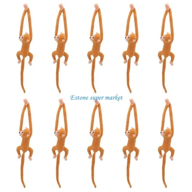 

090B Stuffed Monkey Plush With Hook Loop Hands Curtain Dolls Monkey Plush Doll Long Arm Tail Monkey Stuffed Doll