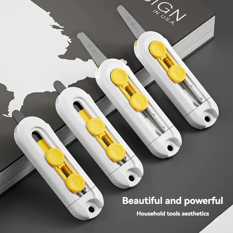 قطعة واحدة، قاطع صندوق صغير مغناطيسي، فتاحة حروف وقطاعة ورق، شفرة قابلة للسحب، صندوق صغير من مادة ABS متينة