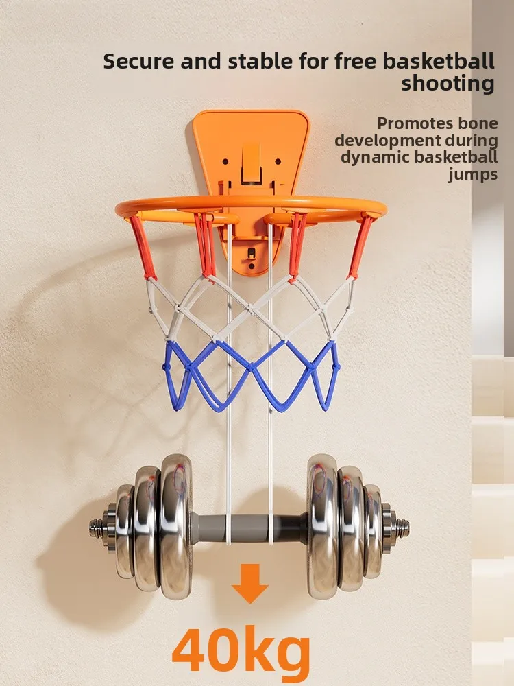 Indoor Basketball Rim Children's Shooting Frame Home Quiet Ball Wall Hanging Style Foldable Basketball Stand Small Basket view 3