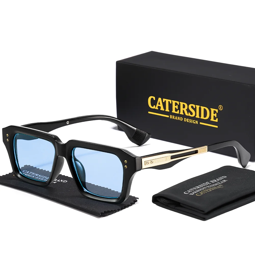 CATERSIDE Neue quadratische Sonnenbrille für Herren, Premium-PC-Rahmen mit Metallbügel, UV400, für Damen, Retro-Mode, Fahrdekoration, Brillen – Detail 5