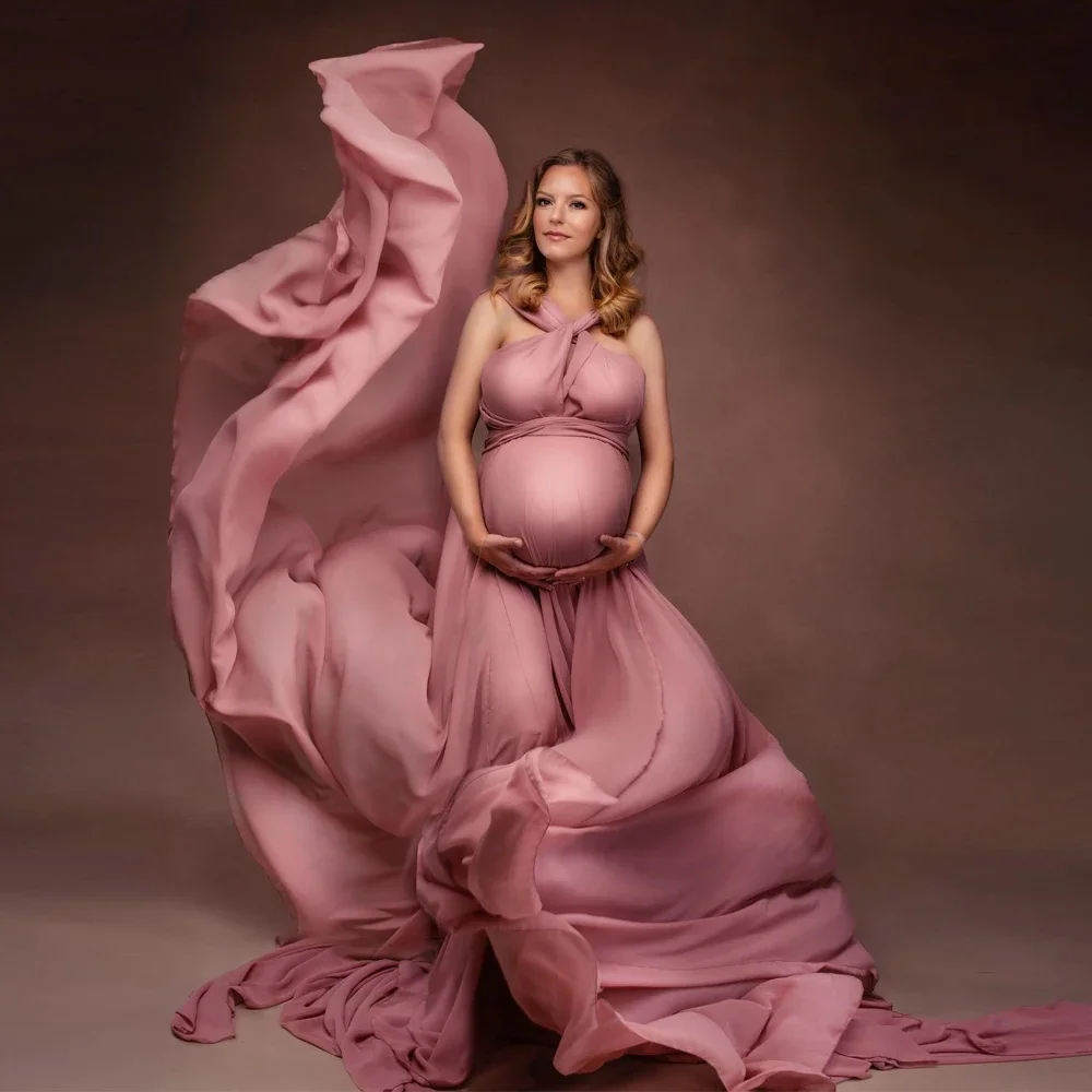 Maternity Photoshoot Dress Soft Convertible Multi Way braces Pregnancy Gown for Baby Shower Prenatal Photography Shooting - view 6