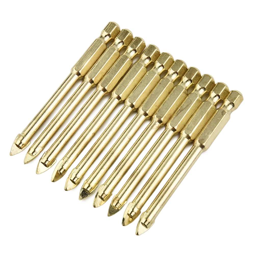 Mooie Draagbare Pratical Nieuwe Hoge Kwaliteit Hete Boor Bit 10*10 Stuks Legering Keramische Tegel Glas Titanium Goud Speer Kop