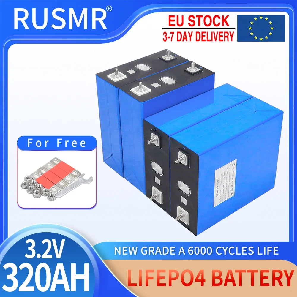 1-16PCS 3.2V 320AH Lifepo4 Battery Grade A DIY 12V 24V 48V Rechargeable Lithium Iron Phosphate Cell For Golf Cart Boat Duty Free