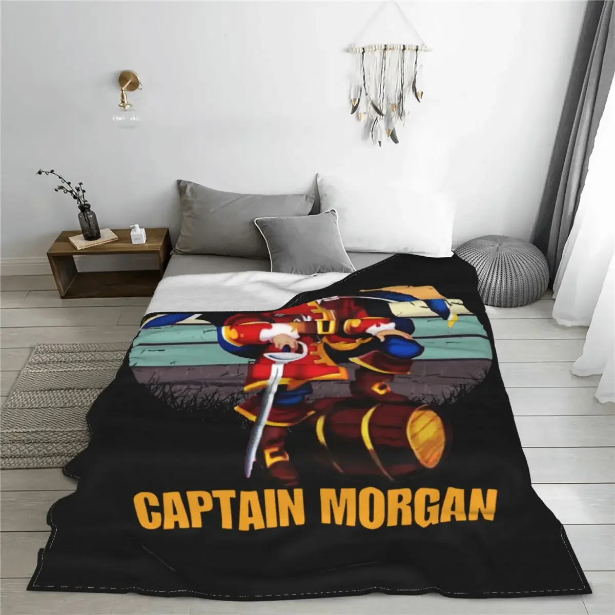 Retro Captain Morgan Blankets Flannel Awesome Warm Throw Blanket for Chair Covering Sofa Winter