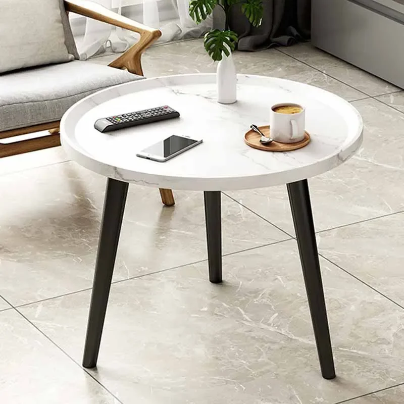 Mesa de café nórdica, Design moderno, Mesa lateral de canto minimalista, Bandeja redonda, Mobília doméstica