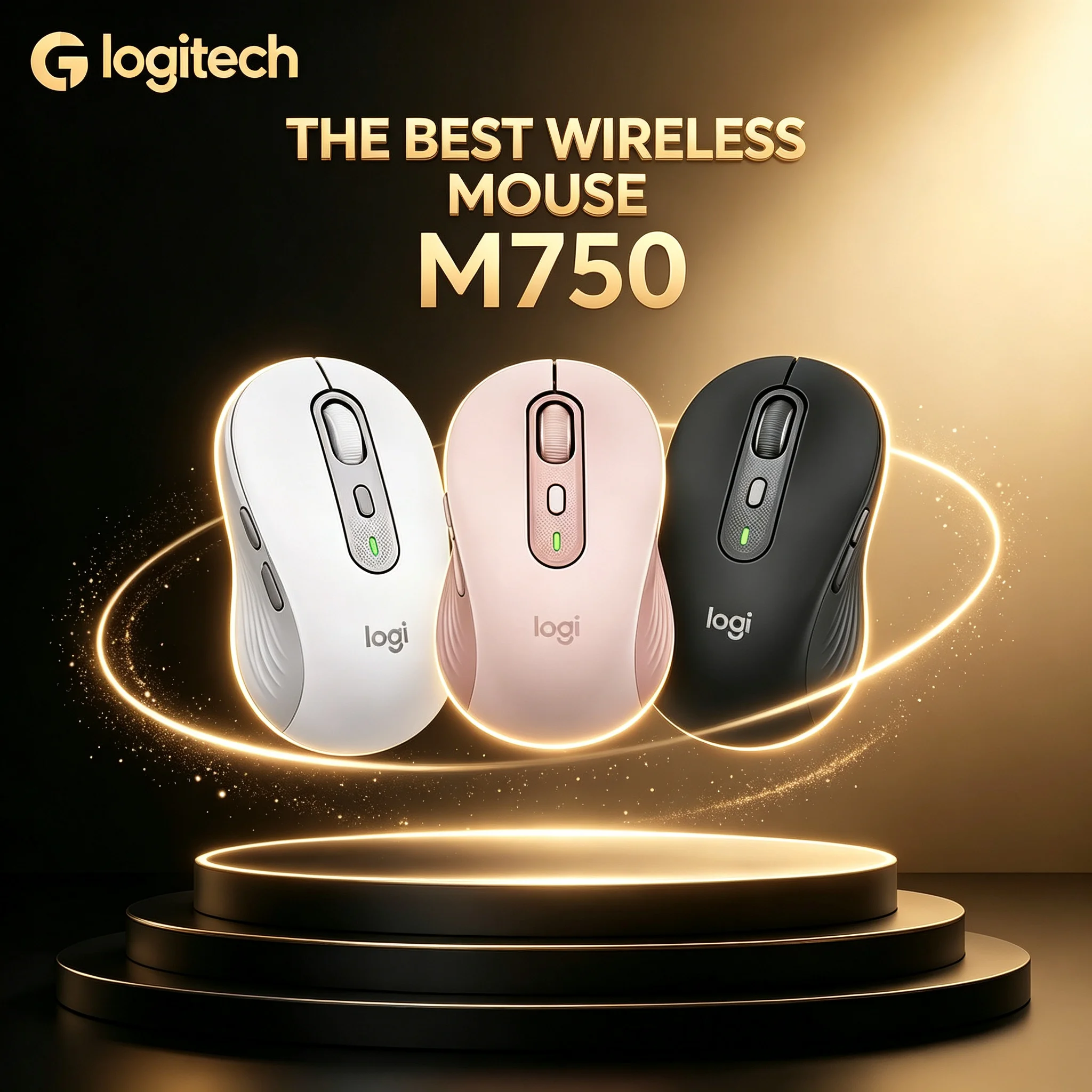 Logitech M750 Wireless Ergonomic Mouse Smart Scroll Wheel 6 Custom Keys Long Standby Battery Dual‑Mode Connection Mice for Busin