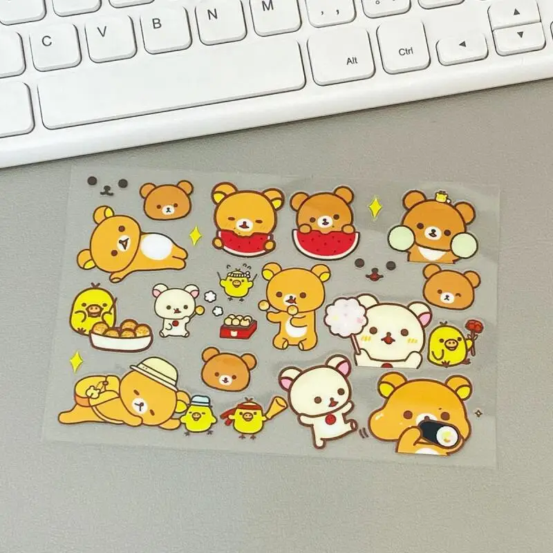 Large Multiple Water Cup Stickers Diy Rilakkuma Kawaii Crystal Transfer Printing Sticker Waterproof Scratch Resistant Stickers