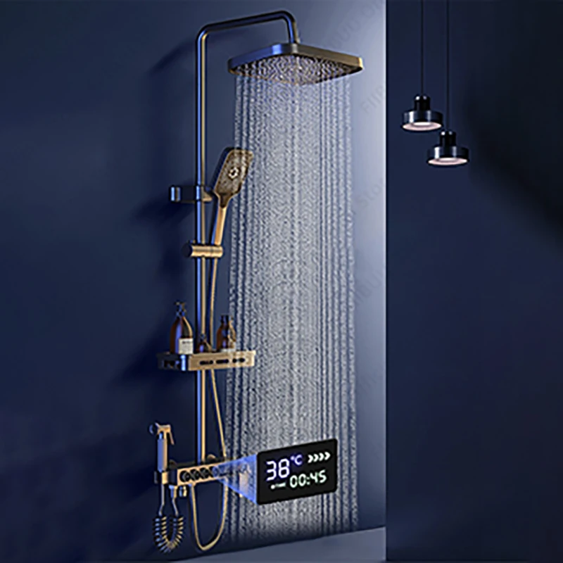 

Height Adjustable Shower Set Multi-mode Shower Handheld Spray Pressurized Shower Nozzle Rain Shower System Bathroom Accessories