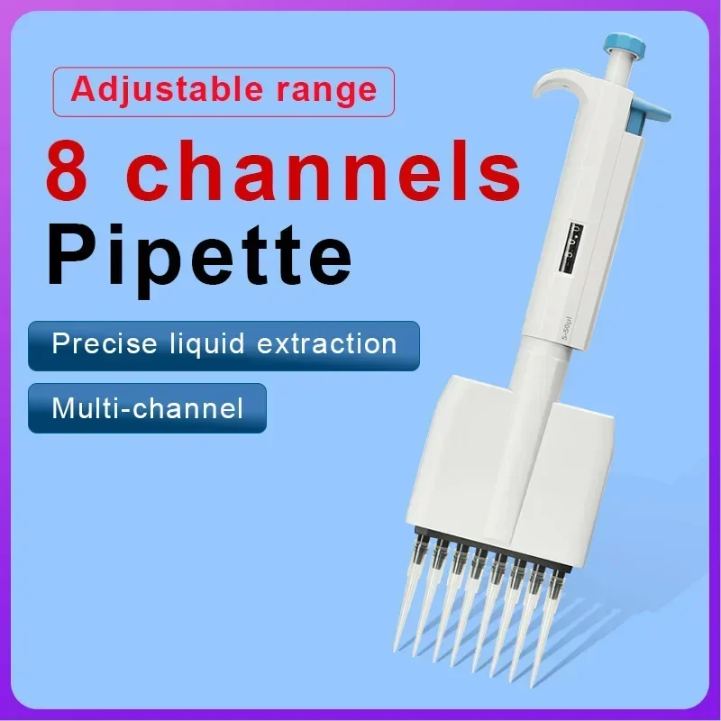 

DXY 8 Channels Mechanical Adjustable Volume Autoclavable Micropipette Pipettor Pipet