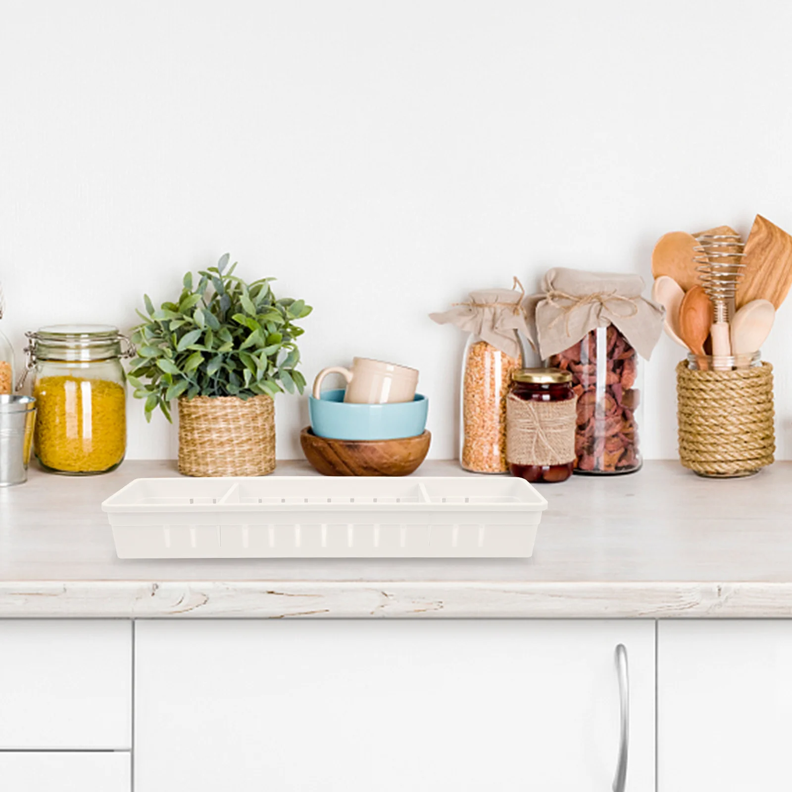 

4Pcs Storage Divider Boxes Plastic Drawer Cutlery Tray Kitchen Organizer Spoon Fork Holder Tableware Storage Case Multifunction