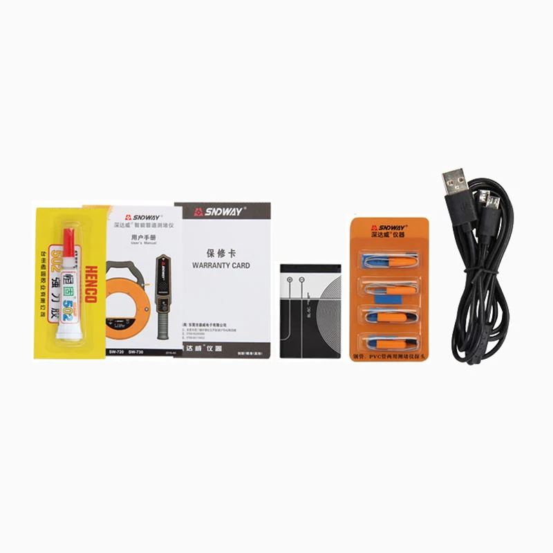 Dispositivo de taponamiento, Detector de tuberías de electricista de vía profunda de 20m, tubo de alambre de desgaste, tubo de hierro, dispositivo de detección de taponamiento de tuberías de PVC, SW-720
