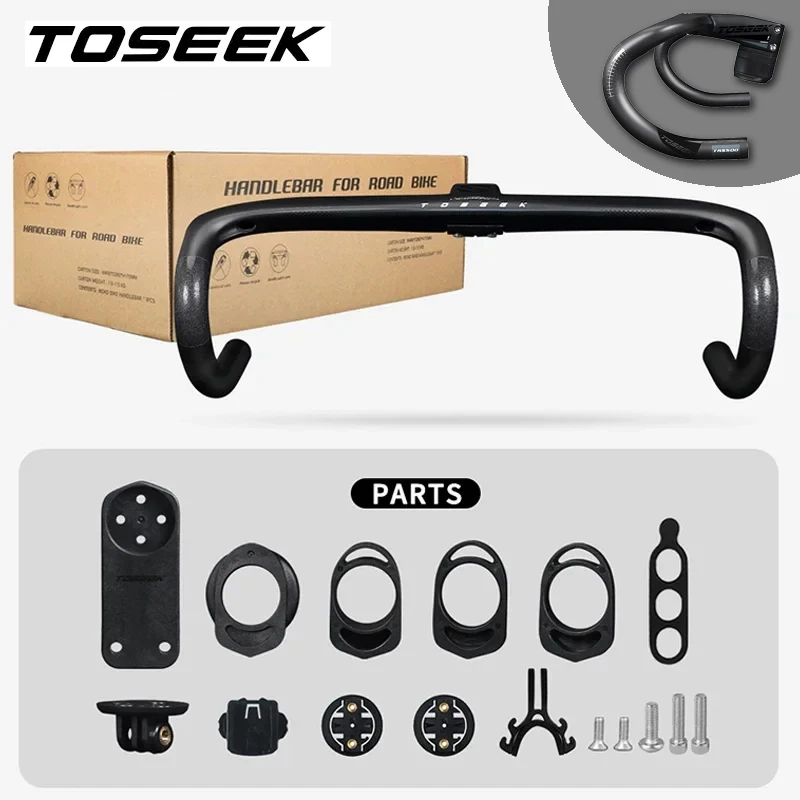 

TOSEEK Carbon Road Handlebar Integrated Drop Handlebars with Bicycle Stem 400mm 420mm 440mm Ultarlight Handle Bar for Road Bike