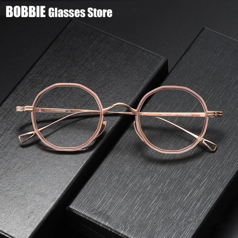 Japanese Handmade Small Round Polygon Glasses Frame Men Women Optical Prescription Myopia Eyeglasses Spectacle Eyewear Titanium