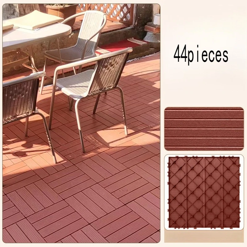 

44pcs Interlocking Plastic Floor Tiles, Rugged Interlocking Design for DIY Installation - Suitable for Terrace, Poolside, Balcony, Backyard - Indoor/ Outdoor Use, Natural Face Tiles, Indoor Flooring, Seamless Flooring, Weathering Materials
