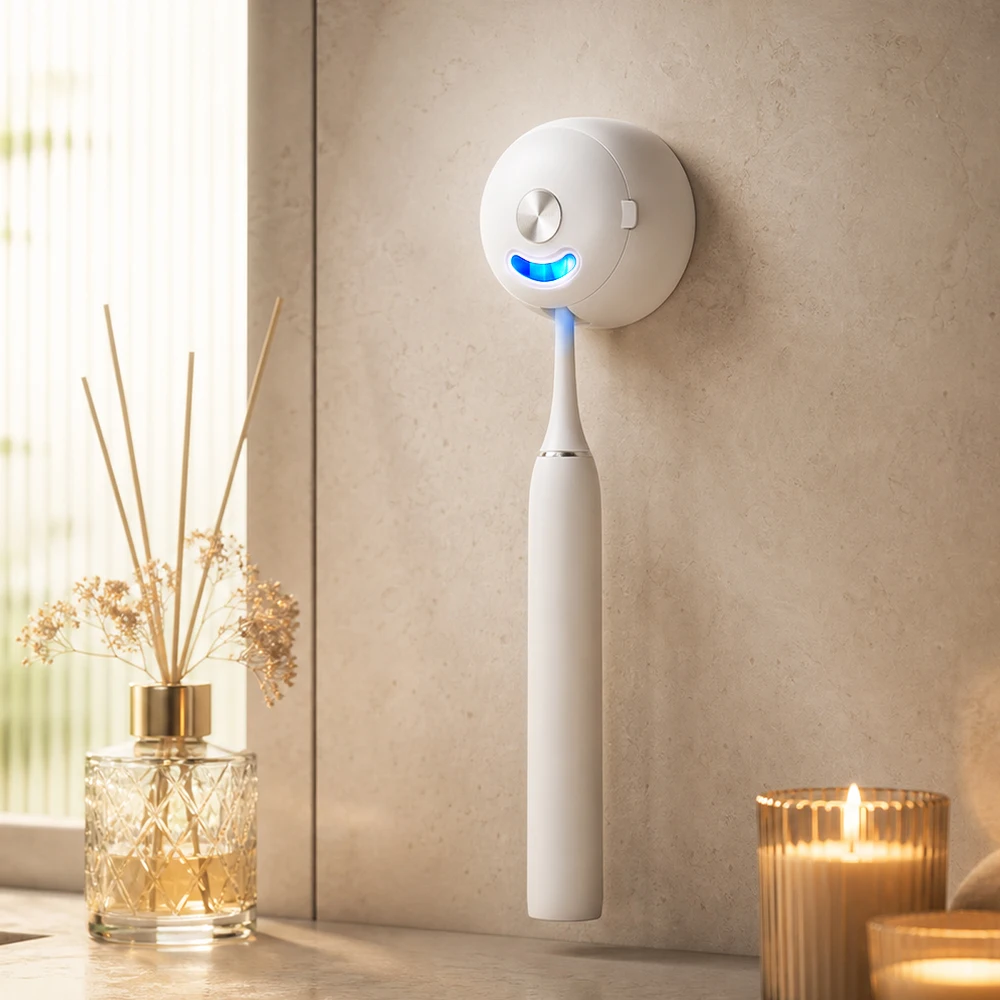 UV-Zahnbürsten-Desinfektionsgerät und -Halter, USB-aufladbarer, wandmontierter Reiniger und Organizer für elektrische Zahnbürsten von Philips und Oral B – Detail 1