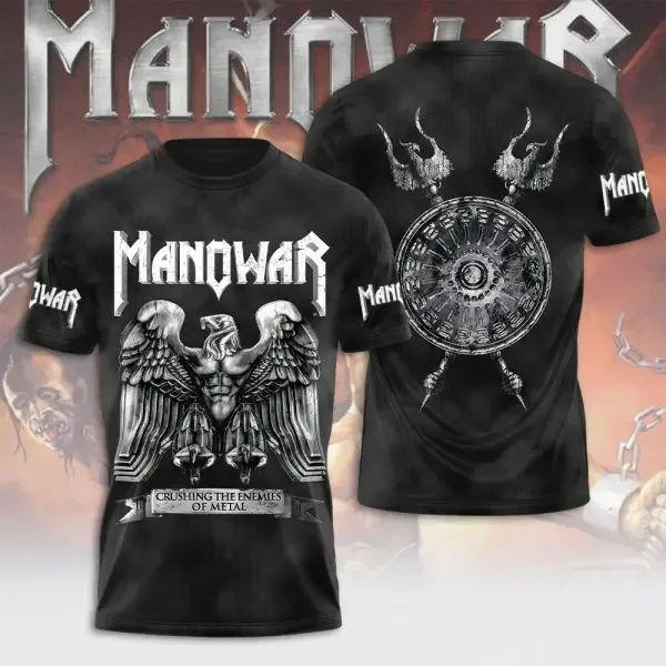 Rock Manowar Band 3D imprimé t-shirts hommes femmes Hip Hop T-Shirt à manches courtes Harajuku col rond T-Shirt surdimensionné unisexe Y2k vêtements