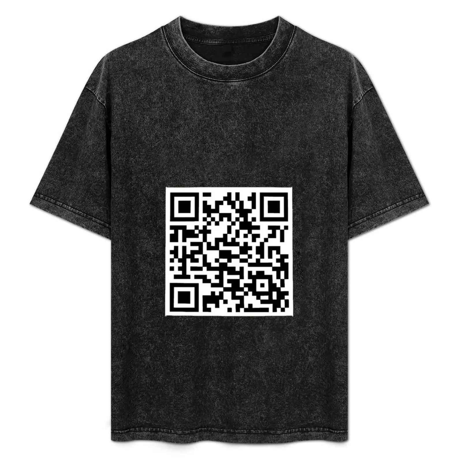 Never Gonna Give You Up Rickroll QR code T-Shirt cotton graphic tees boys whites mens t shirts casual stylish