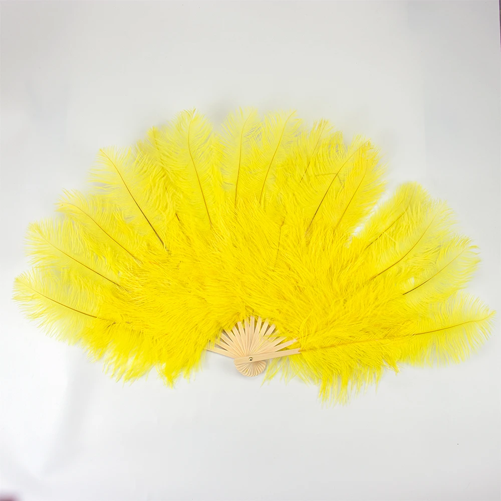 Natural White Ostrich Turkey Feather Fans70cmX40cm Foldable Hand Held Plume Fan Decorate Halloween Party Belly Dance Feather Fan