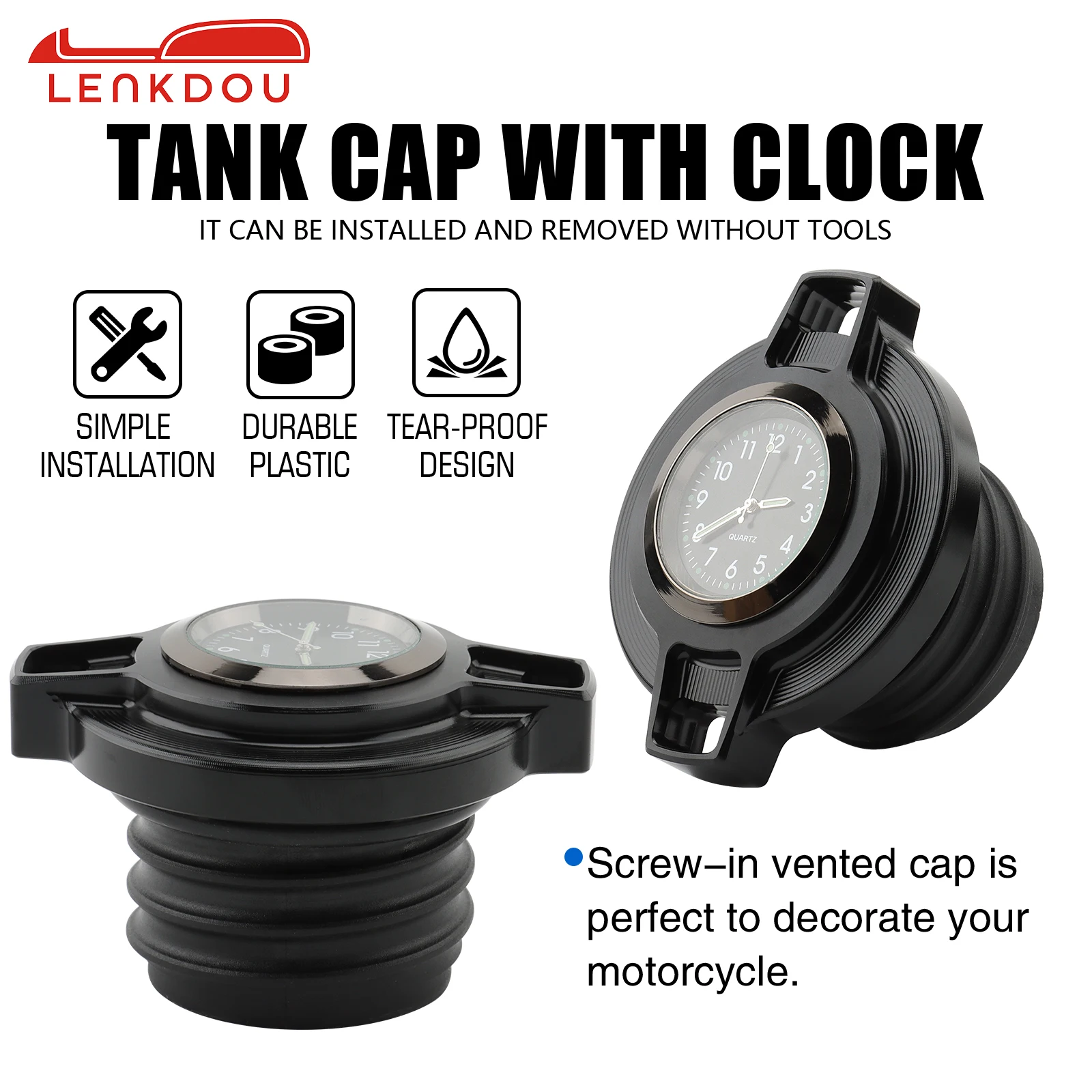 Motorcycle Fuel Tank Cap Oil Gas Caps With Clock For Harley Touring Road King Sportster 883 1200 Softail Fat Boy Dyna Low Rider 2