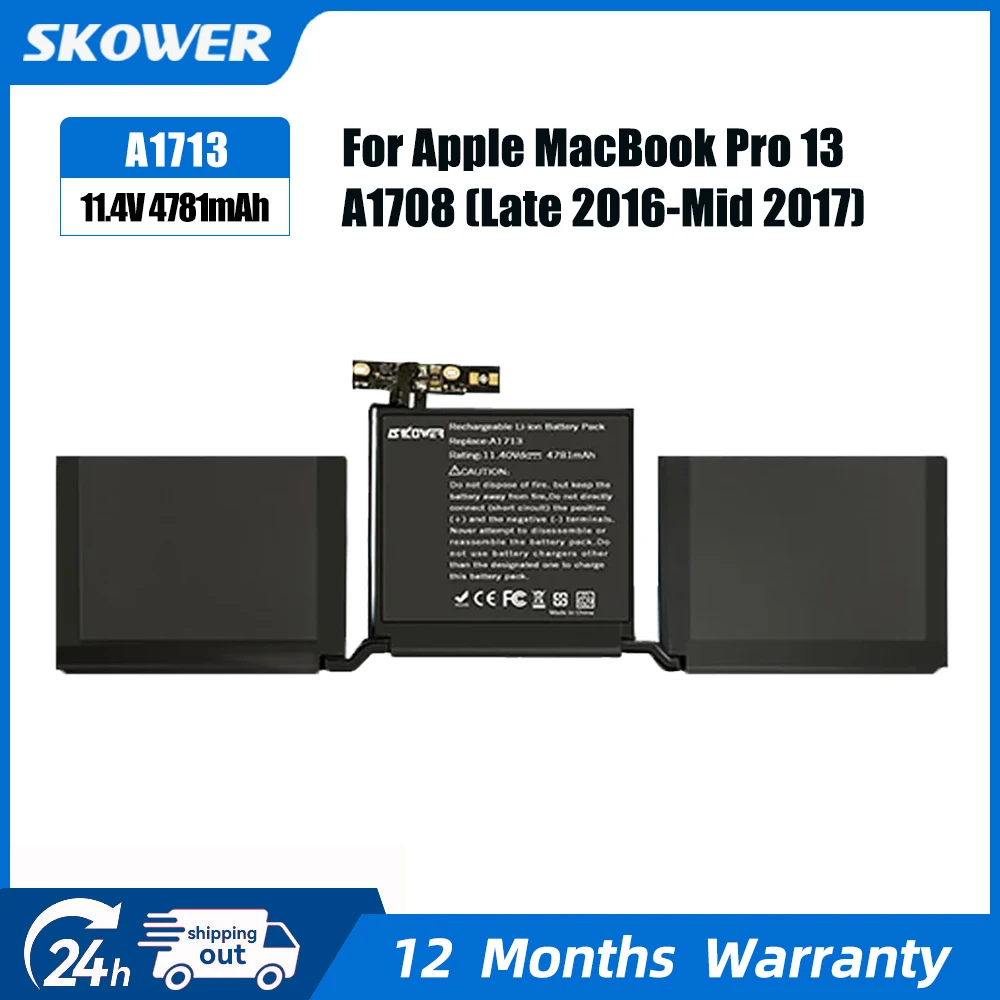 

SKOWER A1713 Laptop Battery For Apple MacBook 13" A1708 (Later 2016-Mid 2017) A2159 (2019) A2289 (2020) A2338 (2020 2022)