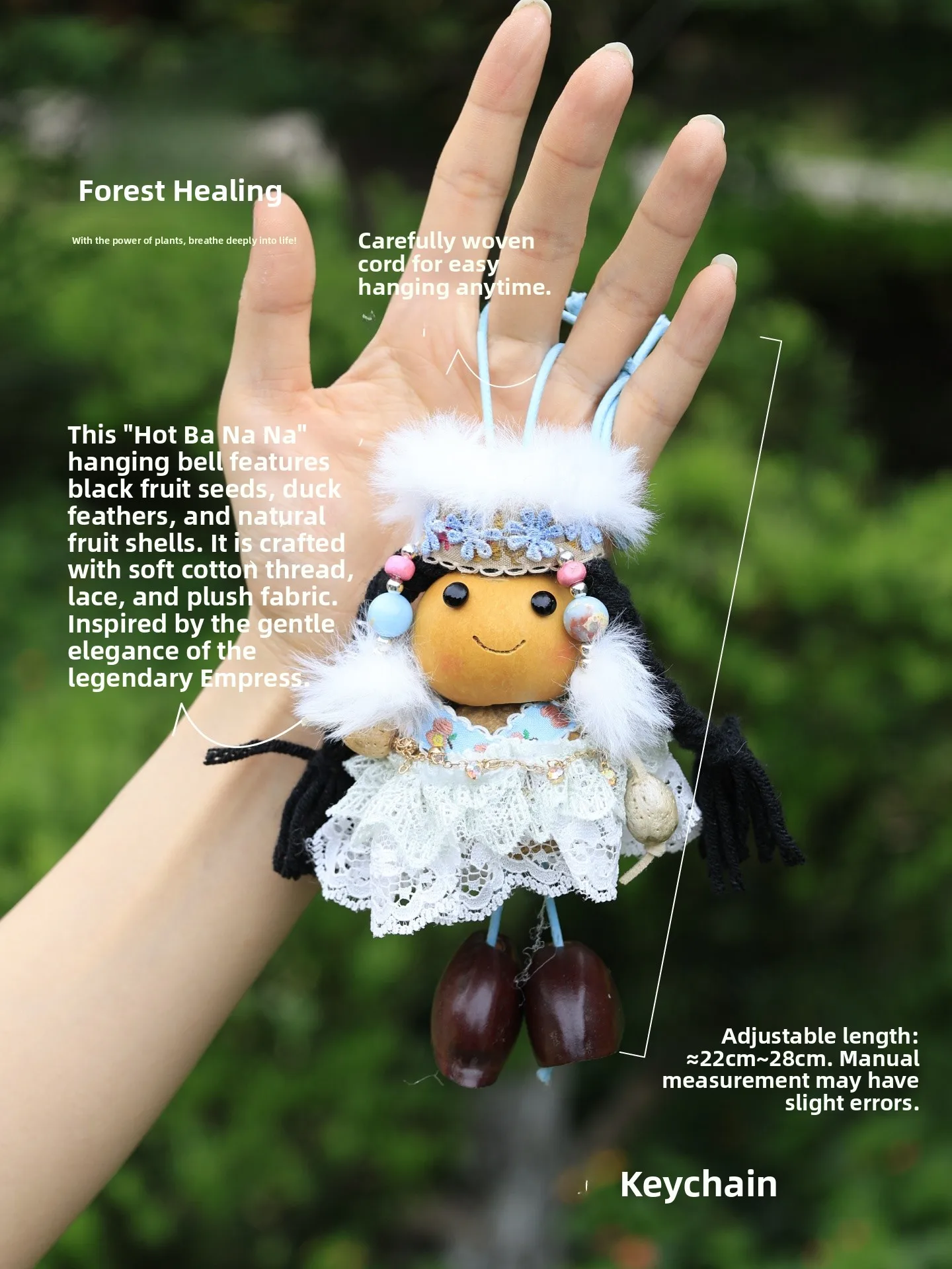 Minozhiu Handmade  Doll Bell Bag Car Decorative Accessories Cute Healing Wind Chimes Gift Bag Hanging Ornaments