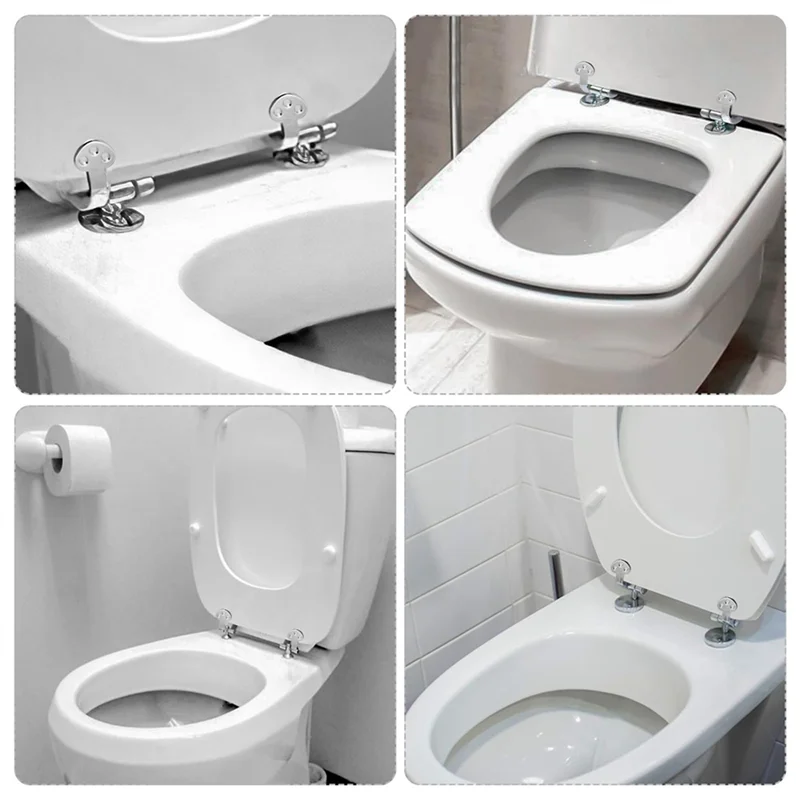 

A04G-Toilet Seat Hinge 2Pair Replacement Stainless Steel Hinges For All Toilet Seat Cover Lid Soft Close Toilet Seat Fittings